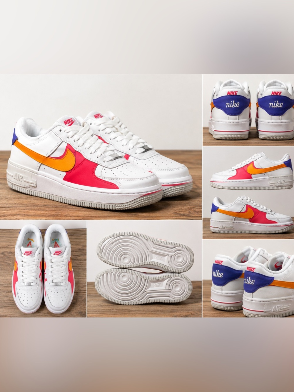 Nike air women’s size 10.5 White Sneakers with Yellow and Pink and Purple Accent